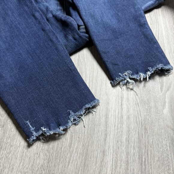 Paige Verdugo Ankle Jeans 26 Barton Distressed Raw Hem Skinny Mid Rise Blue USA - Picture 4 of 11